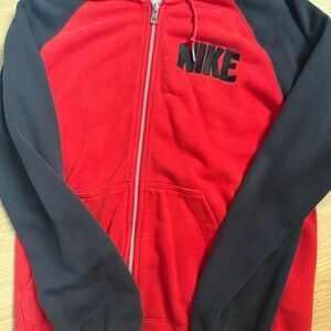 Nike Men's Red and Black Zip-up Hoodie